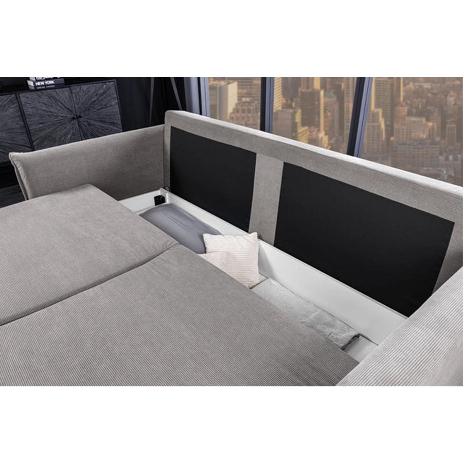 Canapea extensibila gri din poliester 215 cm Apertment