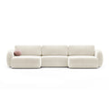 Canapea extensibila ivory din catifea Panoramic Tonal