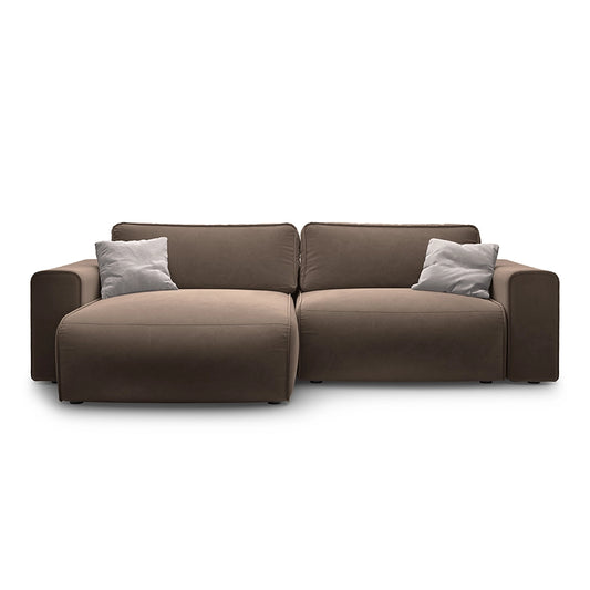 Canapea extensibila maro din catifea Victor Left