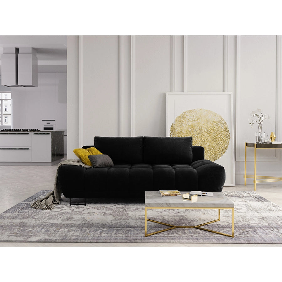 Canapea extensibila neagra din catifea Cirrus