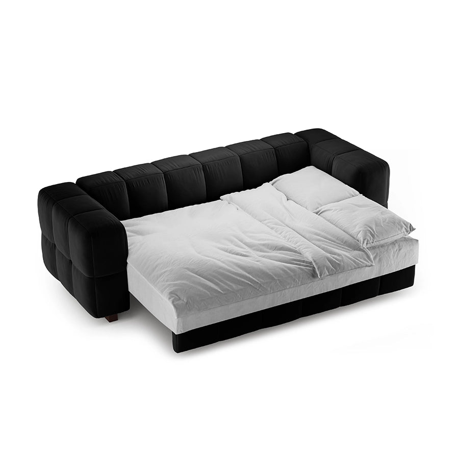 Canapea extensibila neagra din catifea Opus