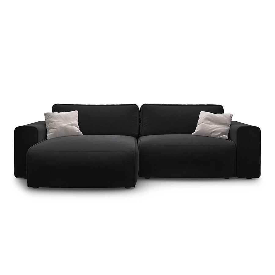 Canapea extensibila neagra din catifea Victor Left