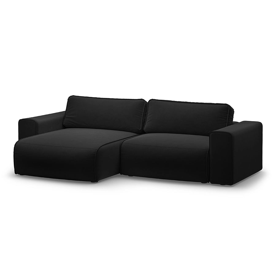 Canapea extensibila neagra din catifea Victor Left