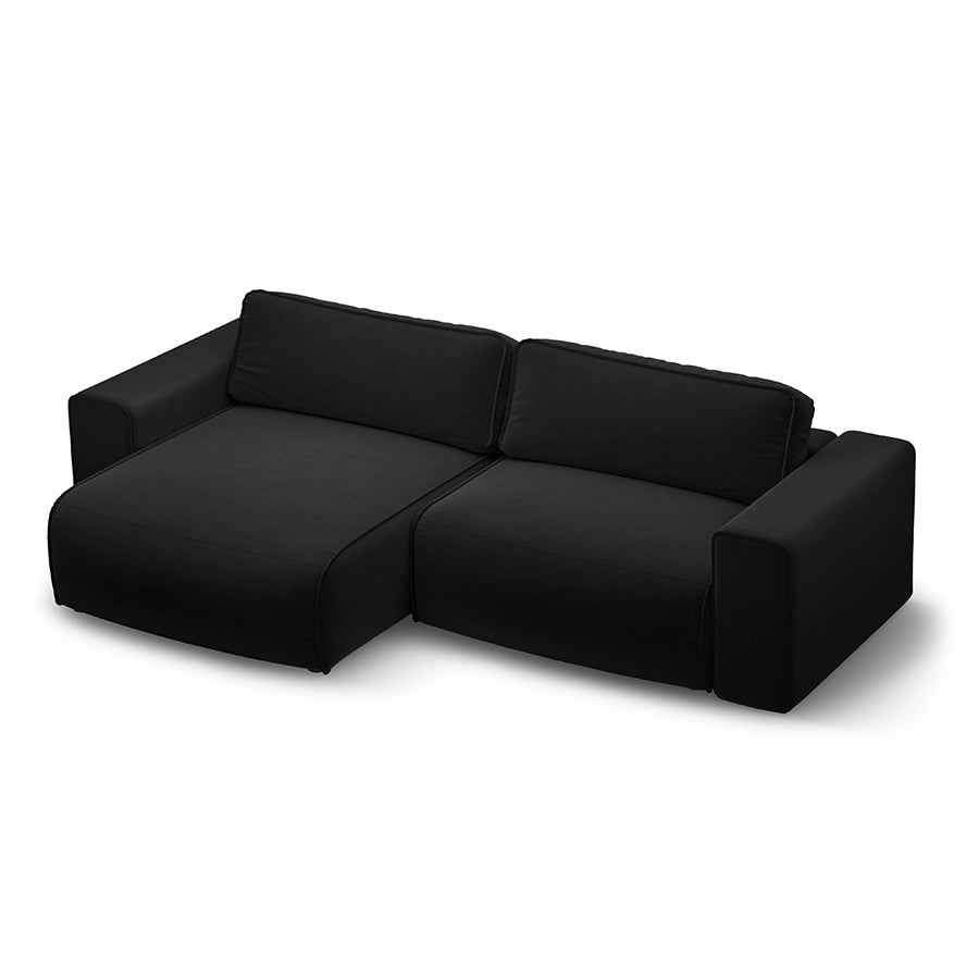 Canapea extensibila neagra din catifea Victor Left