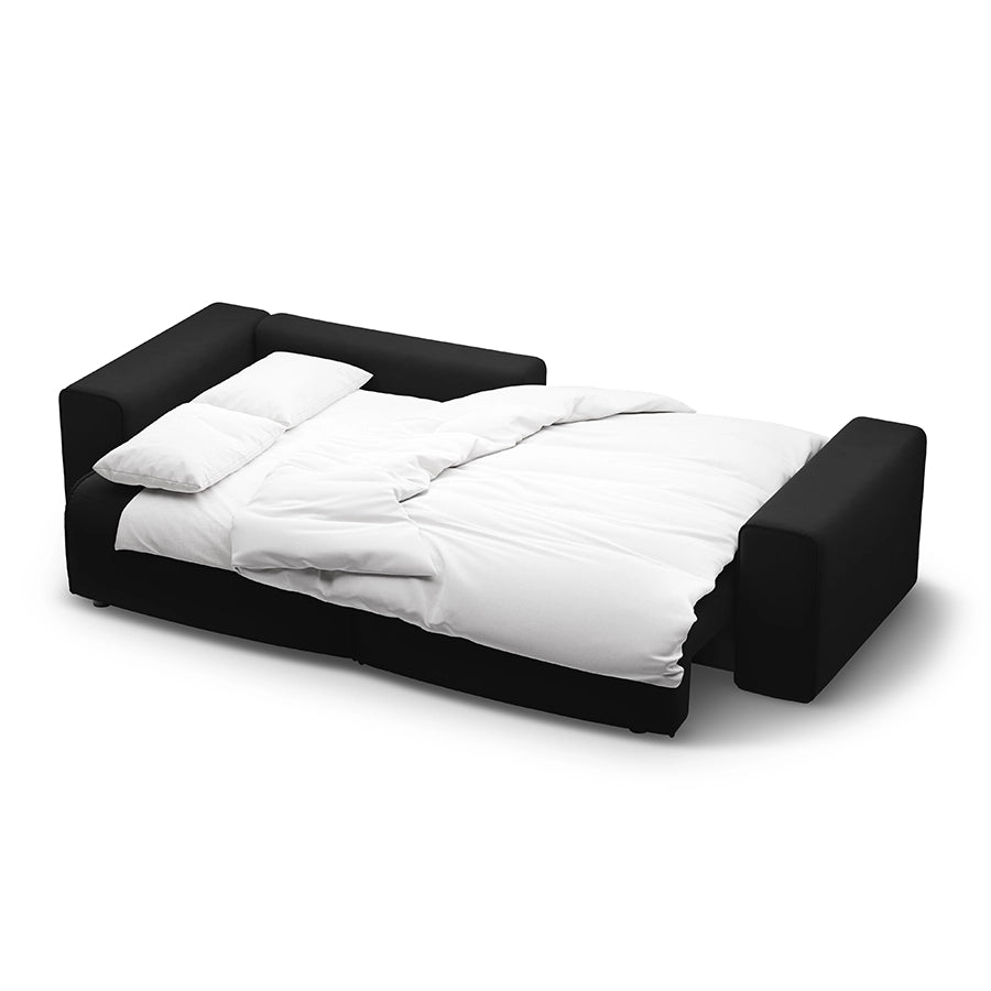 Canapea extensibila neagra din catifea Victor Left