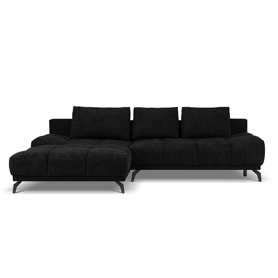 Canapea extensibila neagra din chenille Cirrus Left