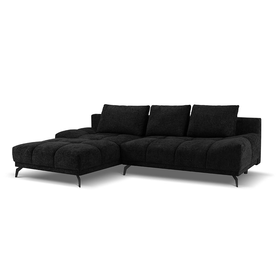 Canapea extensibila neagra din chenille Cirrus Left