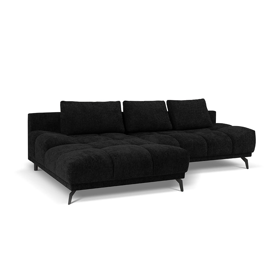 Canapea extensibila neagra din chenille Cirrus Left