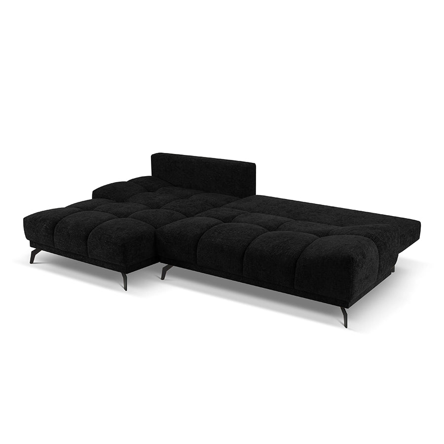 Canapea extensibila neagra din chenille Cirrus Left