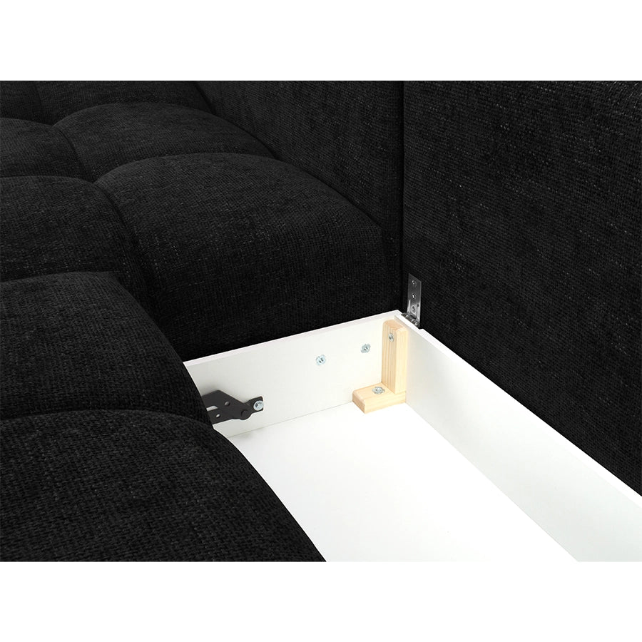Canapea extensibila neagra din chenille Cirrus Left