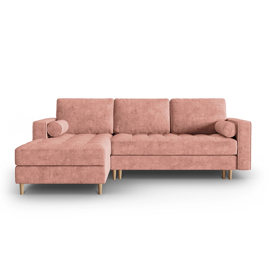 Canapea extensibila roz cu colt din poliester Gobi