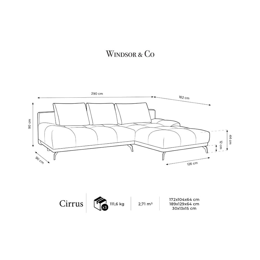 Canapea extensibila teracota din chenille Cirrus Right