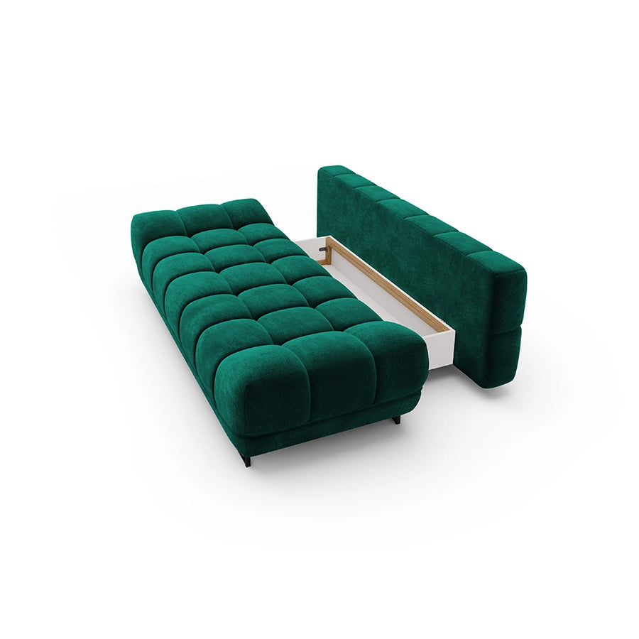 Canapea extensibila verde din catifea Cirrus
