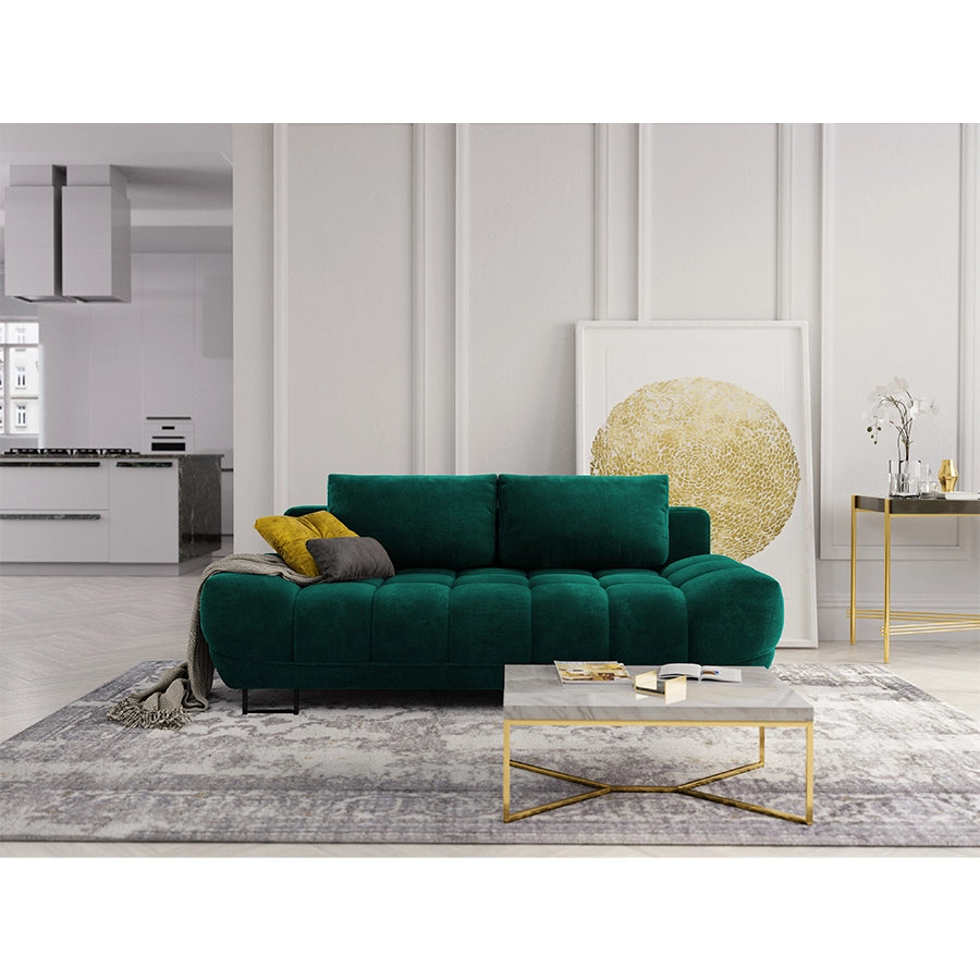 Canapea extensibila verde din catifea Cirrus