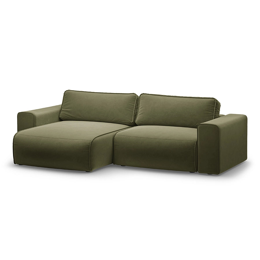 Canapea extensibila verde din catifea Victor Left