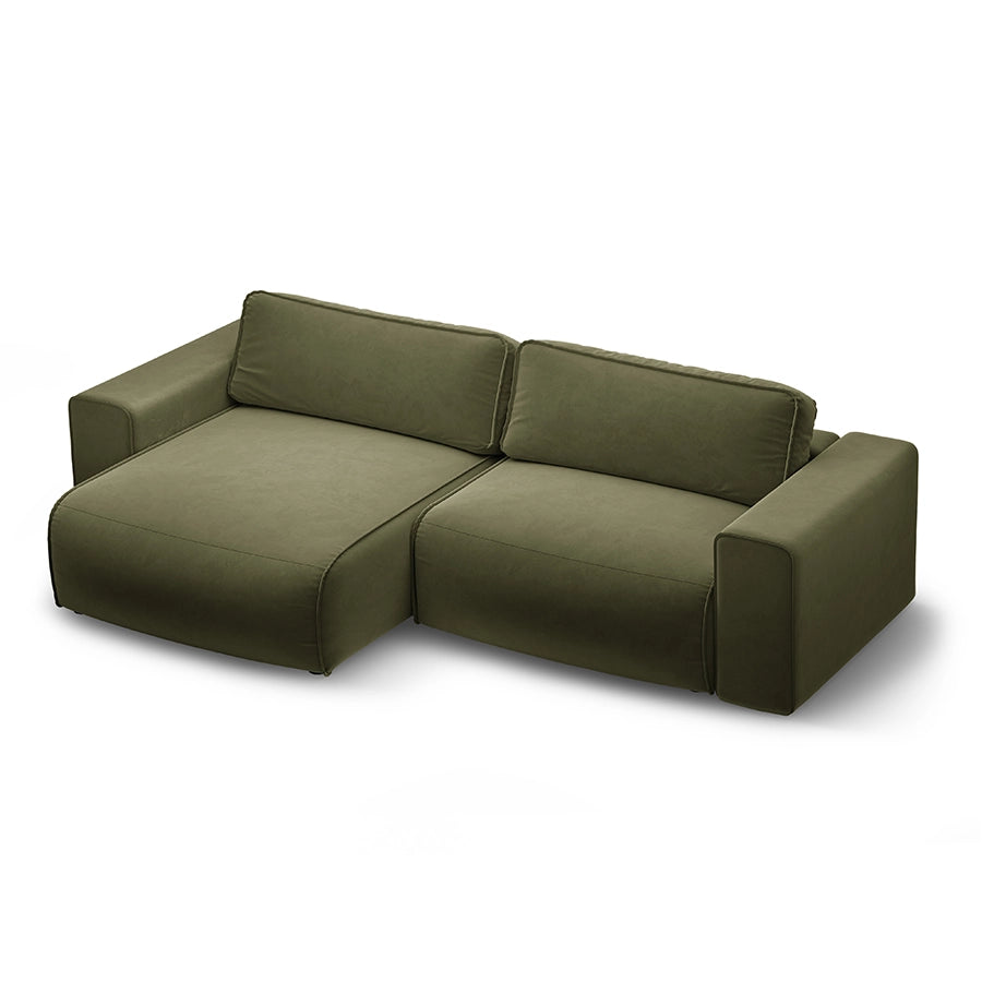 Canapea extensibila verde din catifea Victor Left