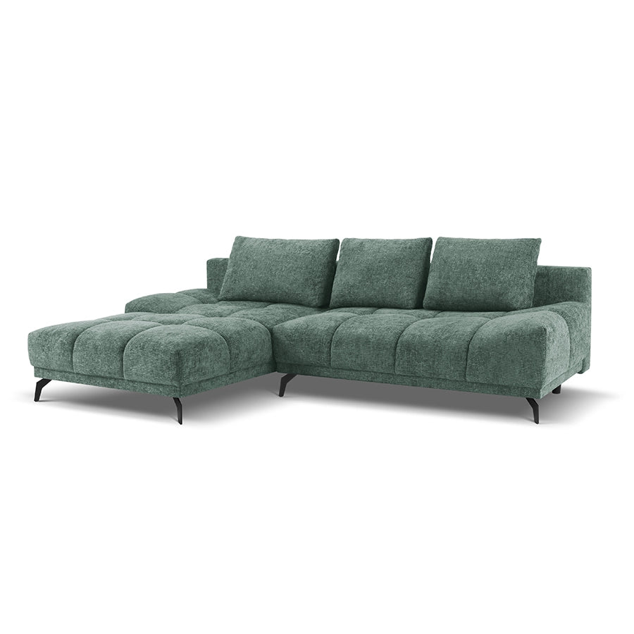 Canapea extensibila verde din chenille Cirrus Left