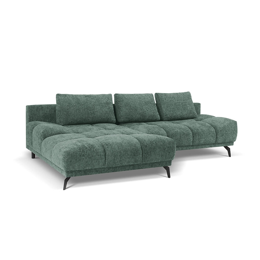 Canapea extensibila verde din chenille Cirrus Left