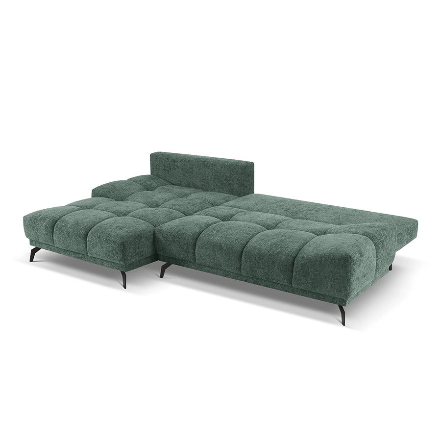 Canapea extensibila verde din chenille Cirrus Left