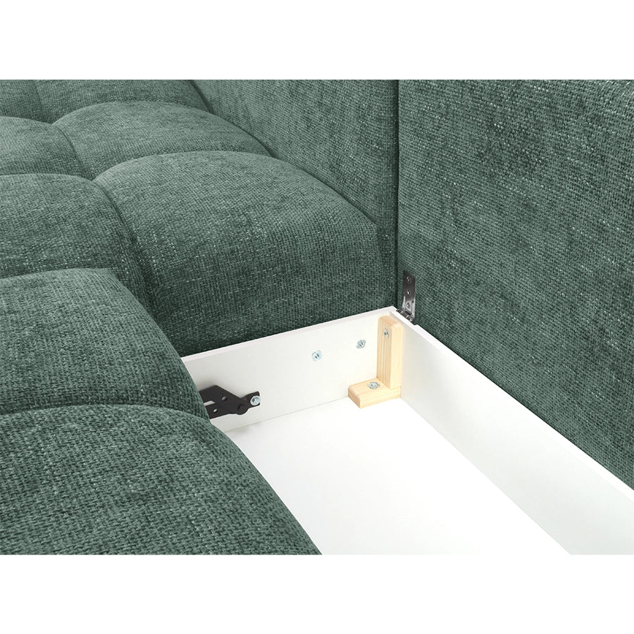 Canapea extensibila verde din chenille Cirrus Left