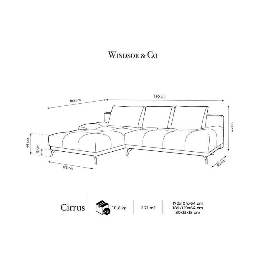 Canapea extensibila gri din chenille Cirrus Left
