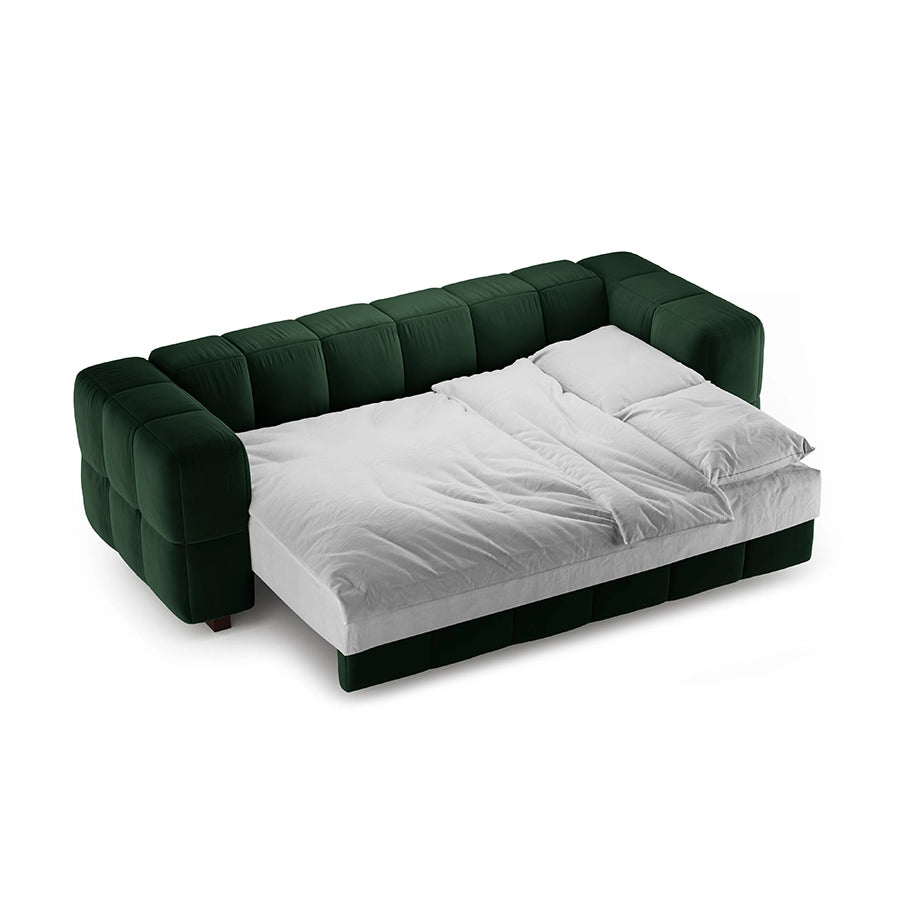 Canapea extensibila verde inchis din catifea Opus