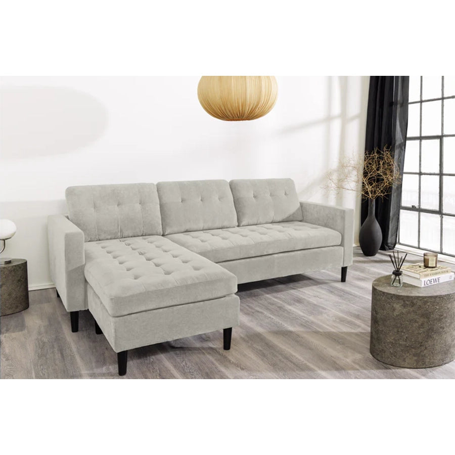 Canapea grej din poliester 220 cm Stockholm