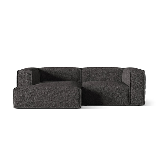 Canapea gri antracit cu colt din material buclat Nuria Left