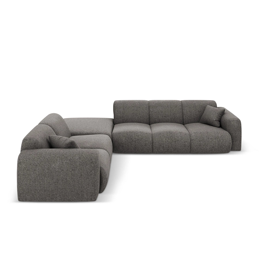 Canapea gri cu colt din chenille pentru 4 persoane Nolio