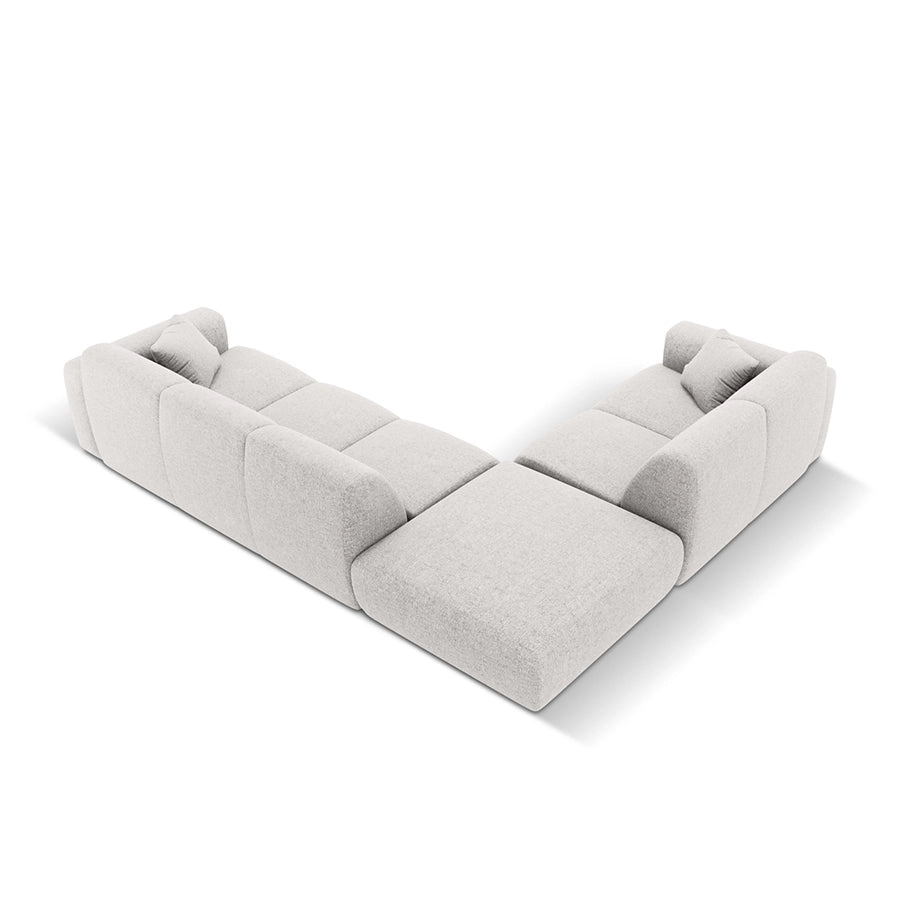 Canapea gri deschis cu colt din chenille pentru 4 persoane Nolio