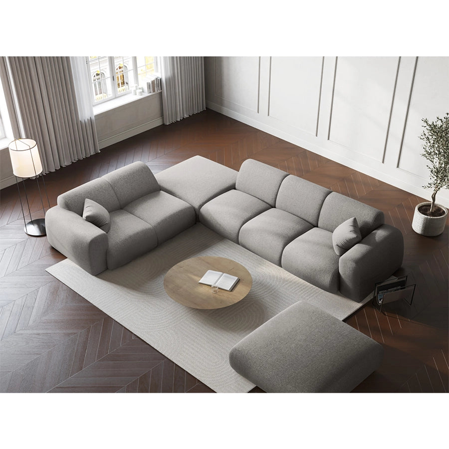 Canapea gri deschis cu colt din chenille pentru 4 persoane Nolio