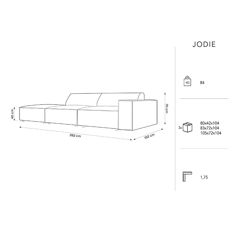 Canapea gri deschis din catifea cu 3 locuri Jodie