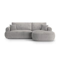 Canapea gri deschis extensibila cu colt din textil Ella Right