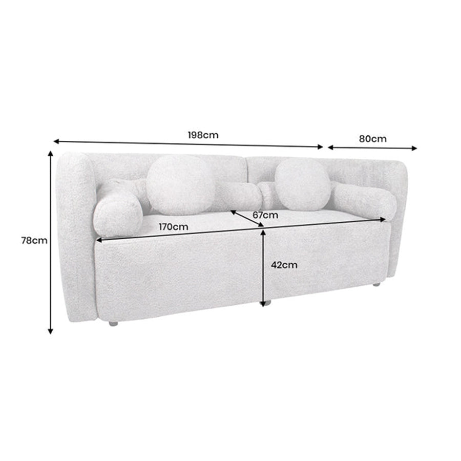 Canapea gri din material buclat 200 cm Art Deco