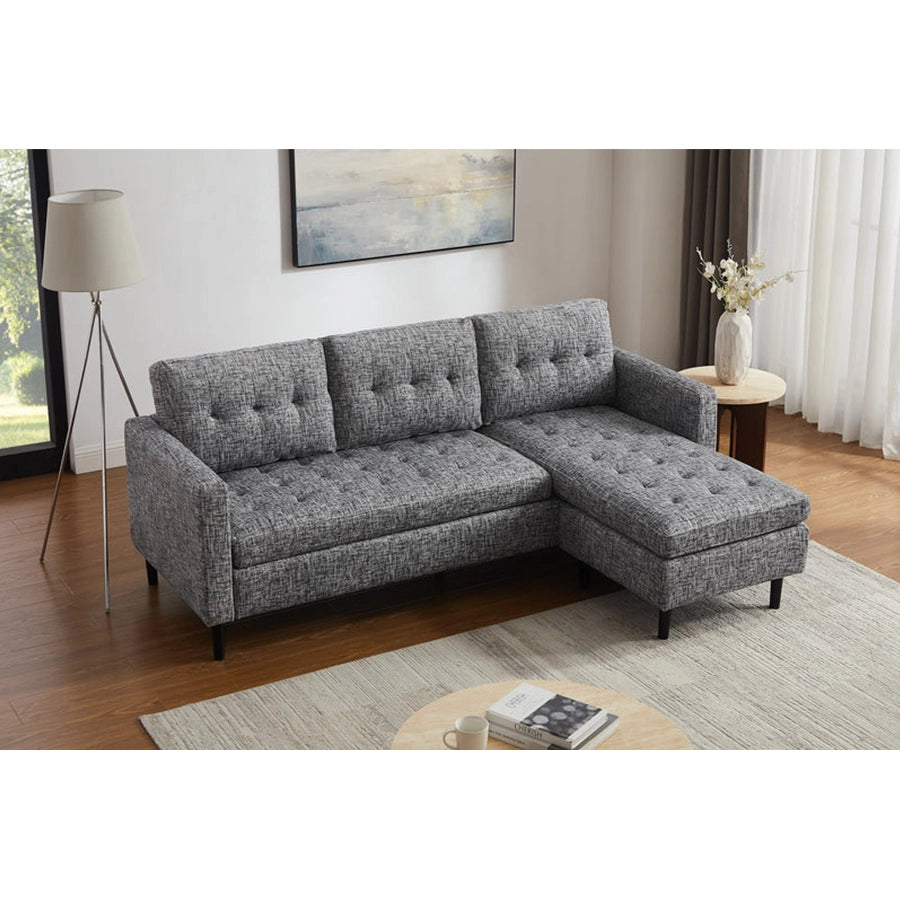 Canapea gri din poliester 220 cm Stockholm