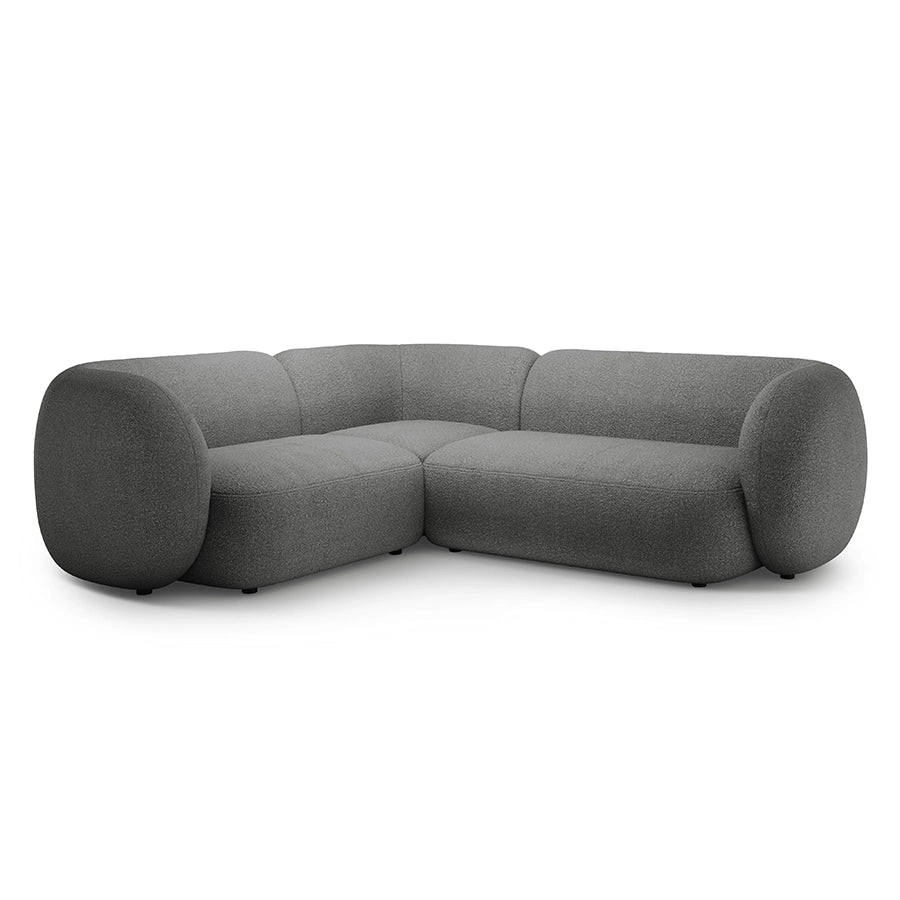 Canapea gri inchis cu colt boucle Domo Left