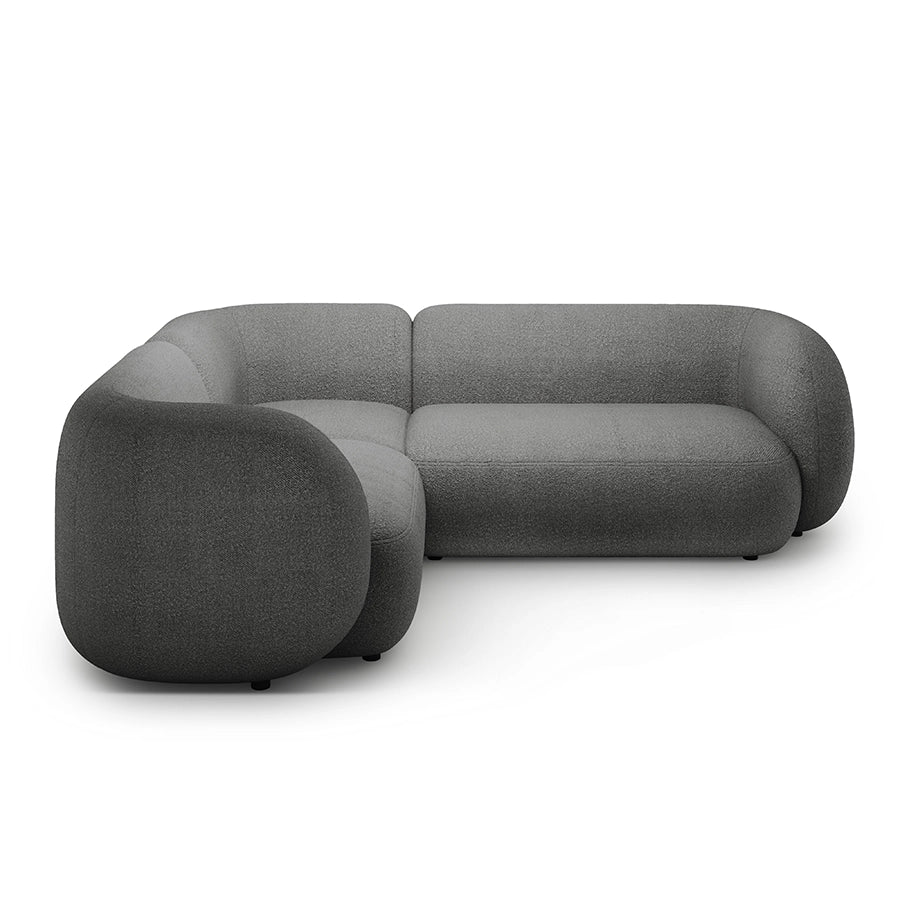 Canapea gri inchis cu colt boucle Domo Left