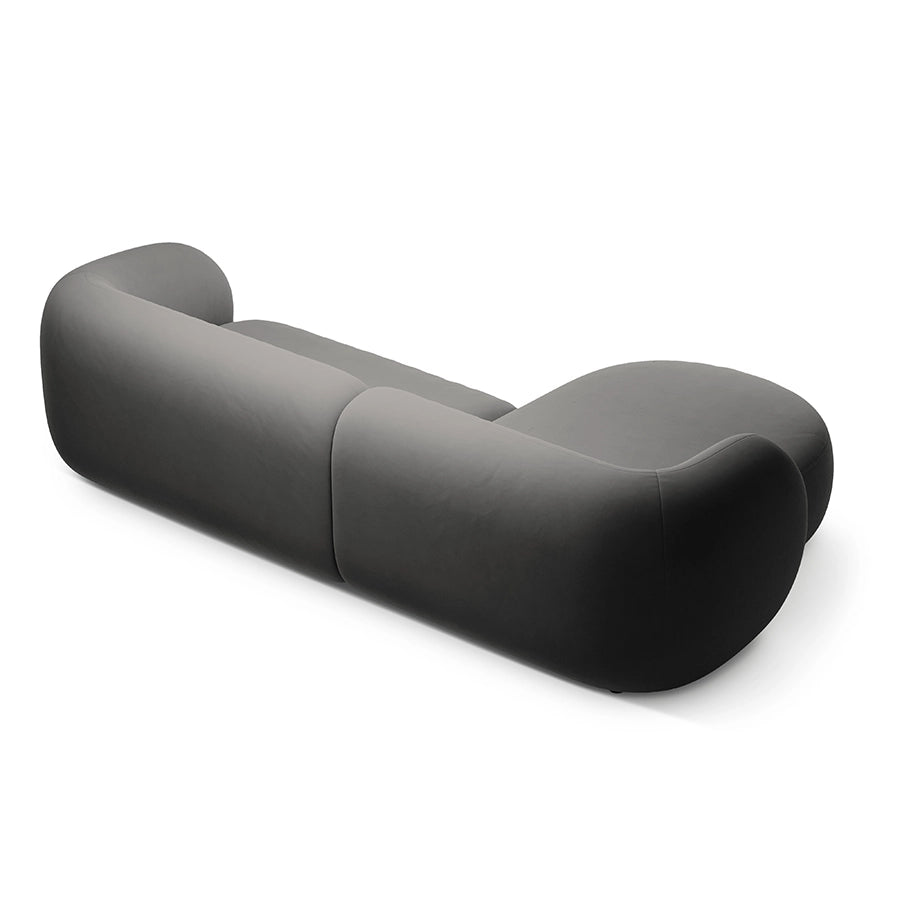 Canapea gri inchis cu colt din catifea Left Kate