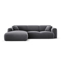 Canapea gri inchis cu colt din catifea 260 cm Nolio Left