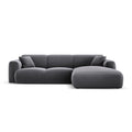 Canapea gri inchis cu colt din catifea 260 cm Nolio Right