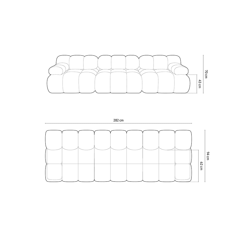 Canapea gri inchis pentru 3 persoane boucle Bellis