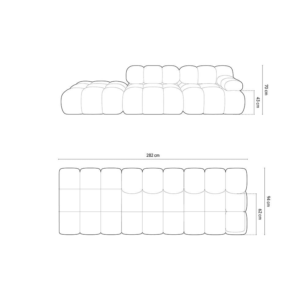 Canapea gri deschis pentru 4 persoane boucle Bellis Left