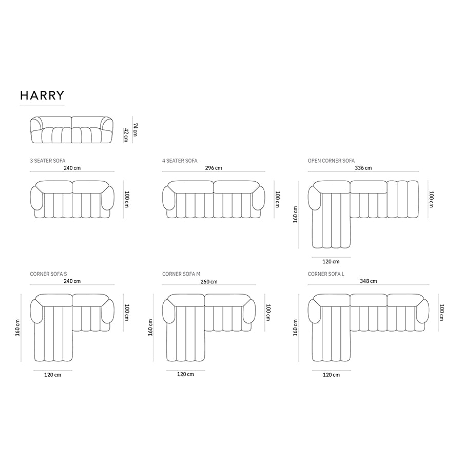 Canapea gri pentru 4 persoane din material 3d Harry