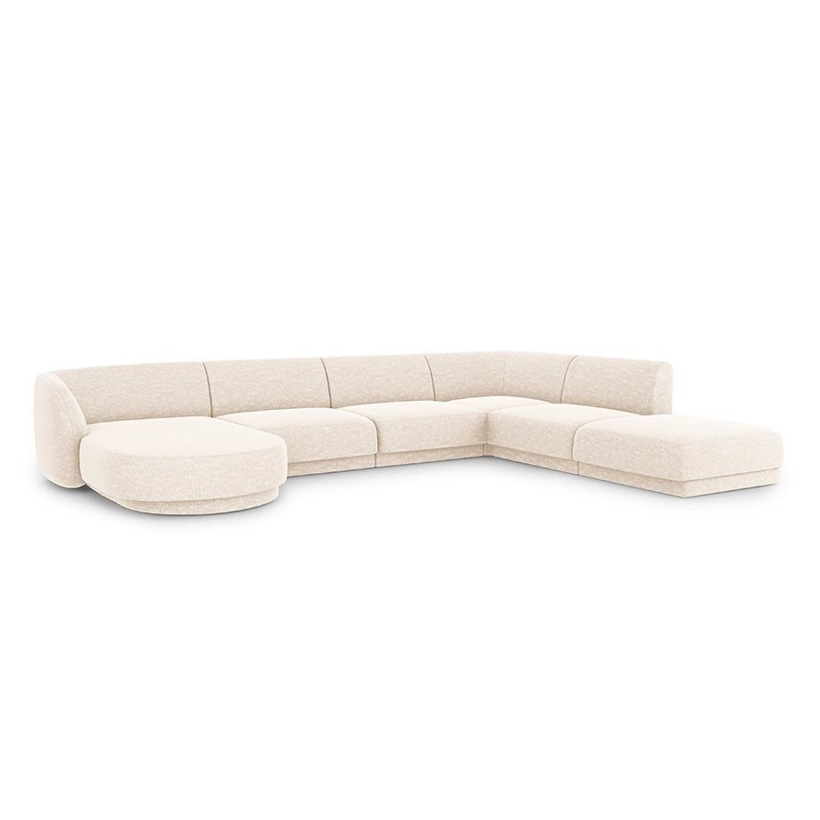 Canapea ivory din chenille Panoramic Right Miley