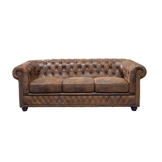 Canapea maro de 3 locuri Chesterfield Invicta Interior - Poetic Store