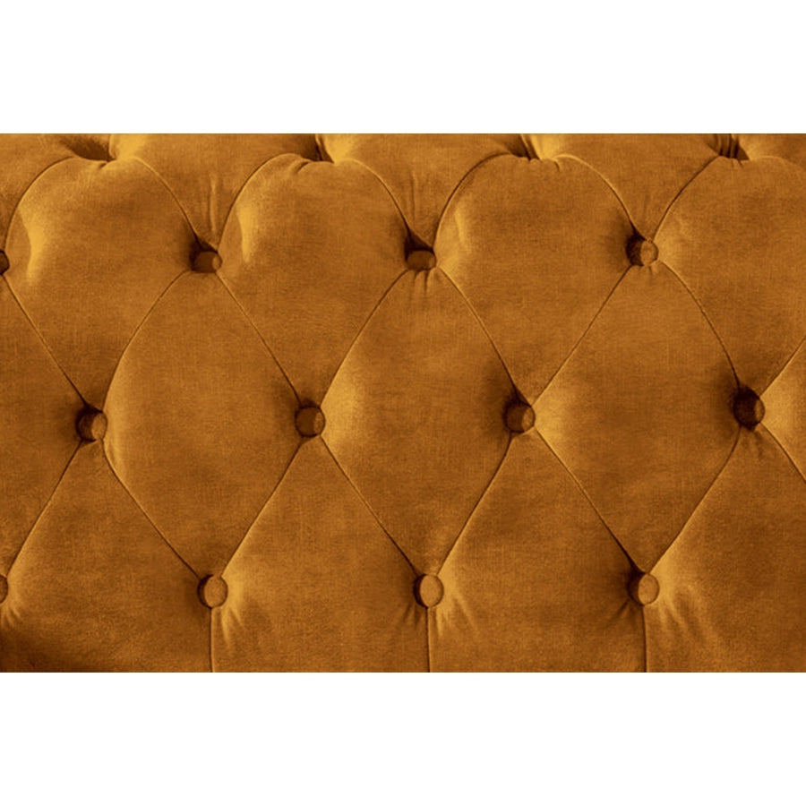 Canapea mustar din catifea 205 cm Chesterfield