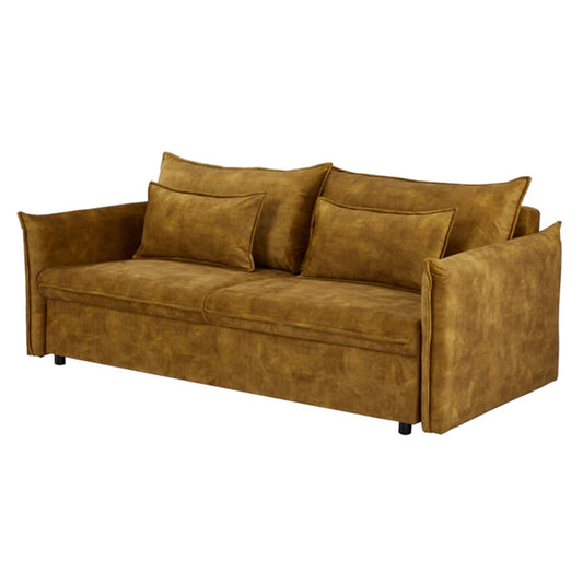 Canapea mustar extensibila din catifea 215 cm Apartment