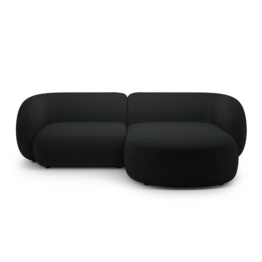Canapea neagra cu colt 255 cm Boucle Kate Right