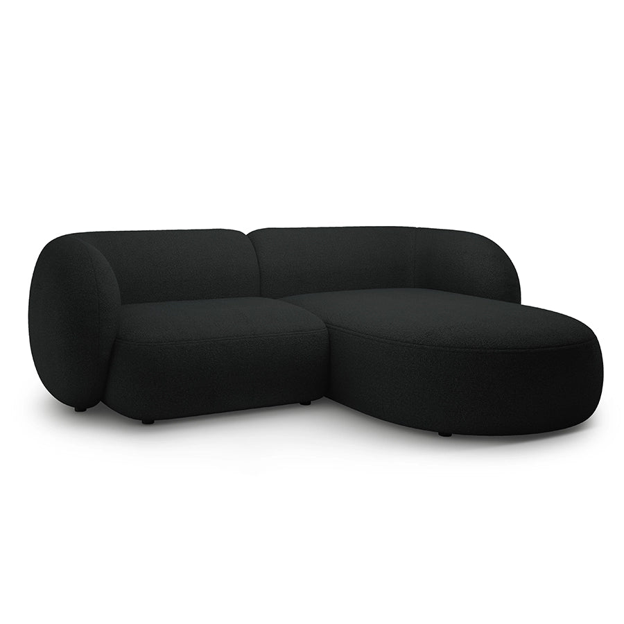 Canapea neagra cu colt 255 cm Boucle Kate Right
