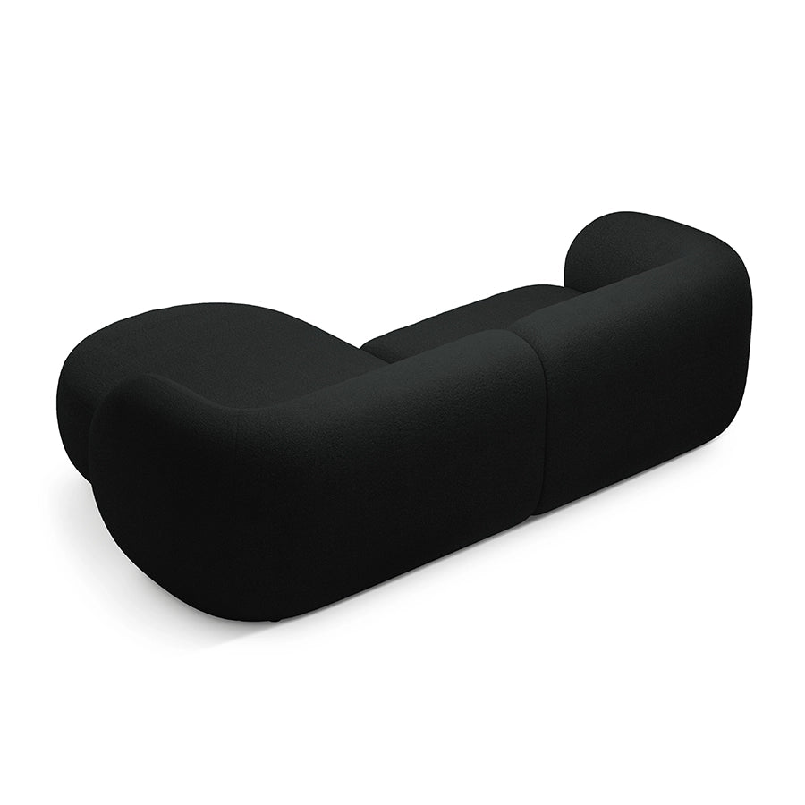 Canapea neagra cu colt 255 cm Boucle Kate Right